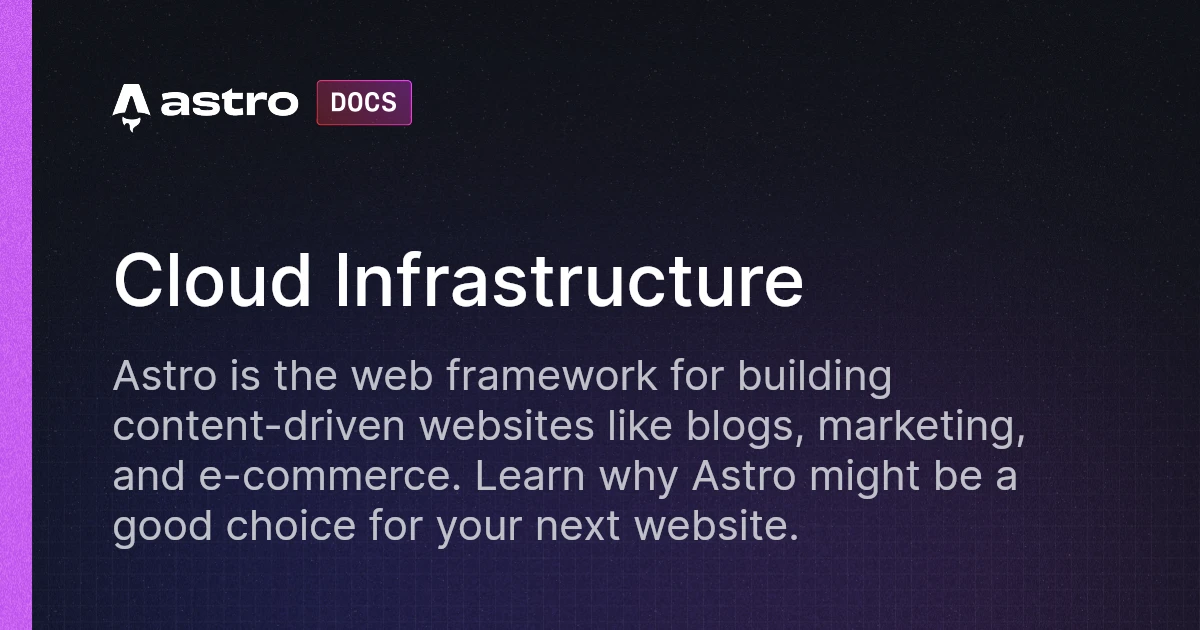 Cloud Infrastructure | Docs