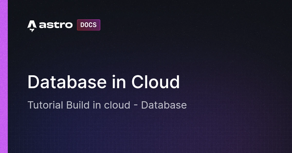Build in cloud: Database | Docs